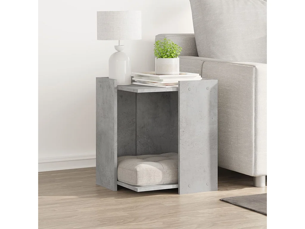 Mobiletto per lettiera per gatti in legno ingegnerizzato grigio cemento