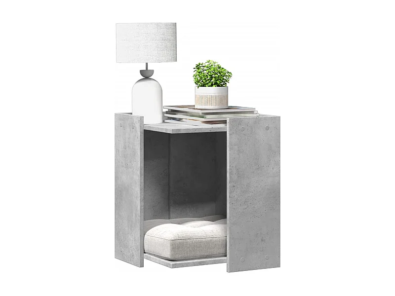 Mobiletto per lettiera per gatti in legno ingegnerizzato grigio cemento