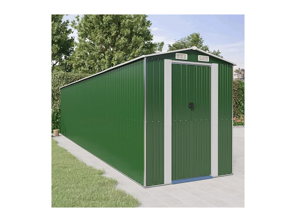 Abri de jardin Vert 192x855x223 cm Acier galvanisé