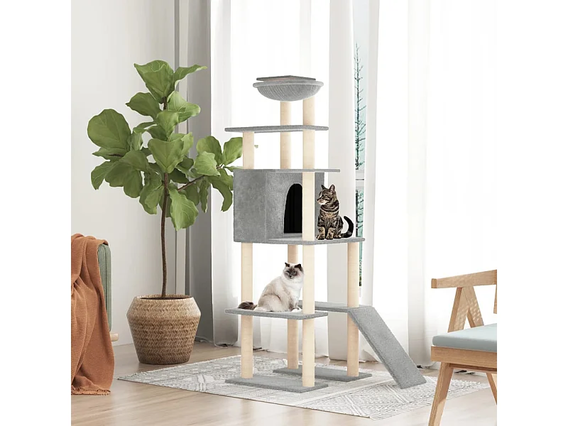 Árbol para gatos con rascadores de sisal Gris claro 166 cm
