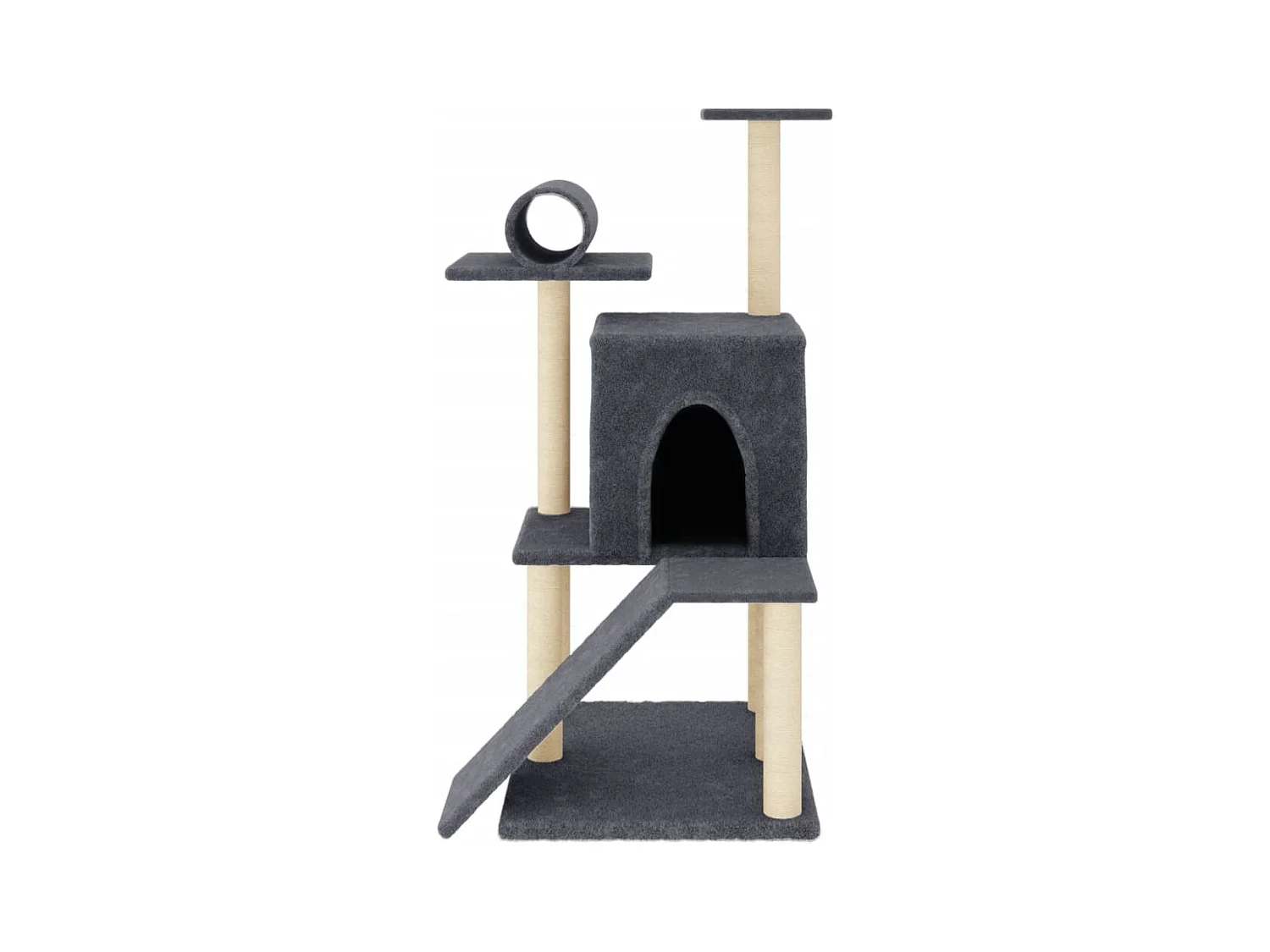 Katzenbaum mit dunkelgrauen Sisalkratzstämmen 110,5 cm