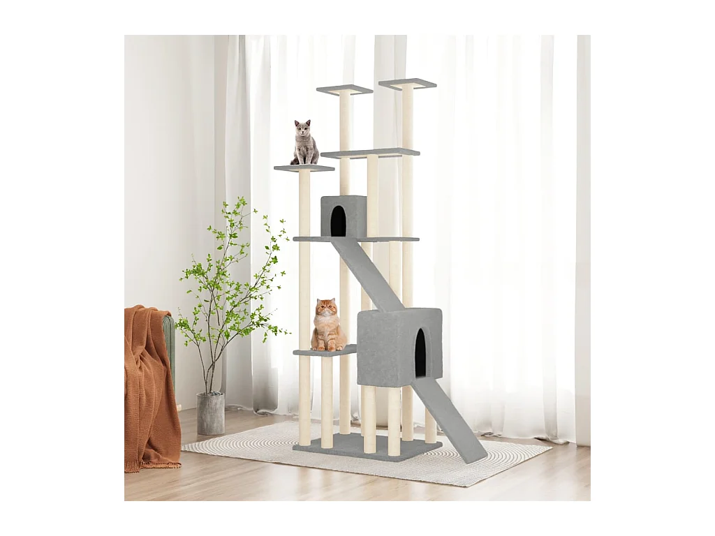 Tiragraffi con pali in sisal Grigio chiaro 190 cm