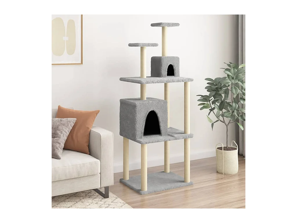 Arbre à chat avec griffoirs en sisal Gris clair 167 cm