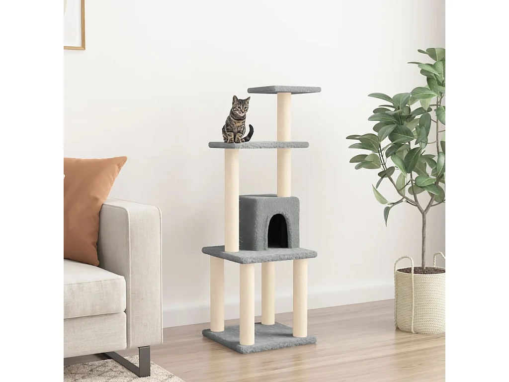 Katzenbaum mit Sisal-Kratzstämmen Hellgrau 105 cm