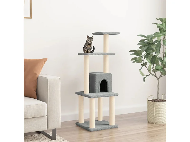 Tiragraffi con pali in sisal Grigio chiaro 105 cm