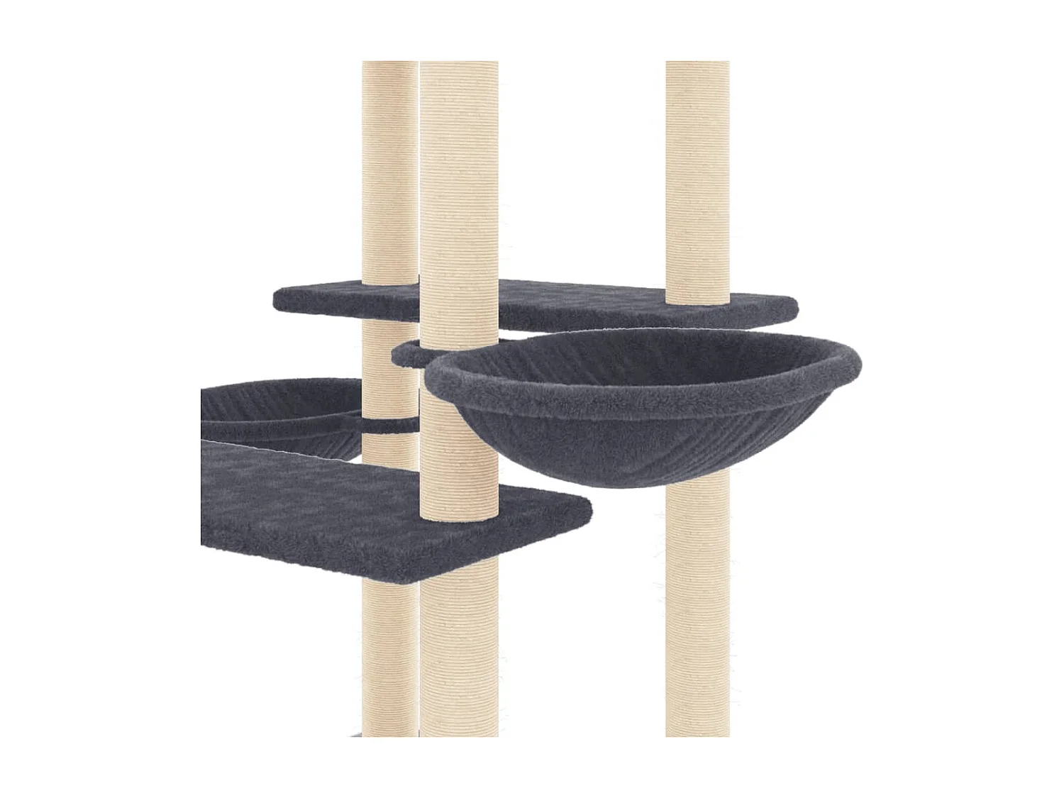 Árvore para gatos com postes de arranhar em sisal cinza escuro 133 cm