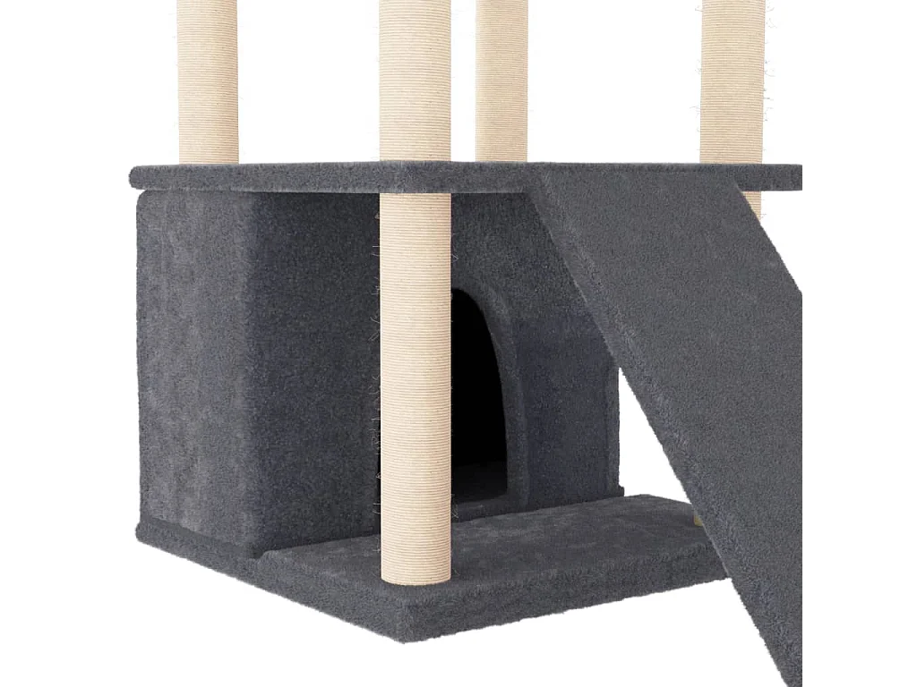 Árvore para gatos com postes de arranhar em sisal cinza escuro 133 cm