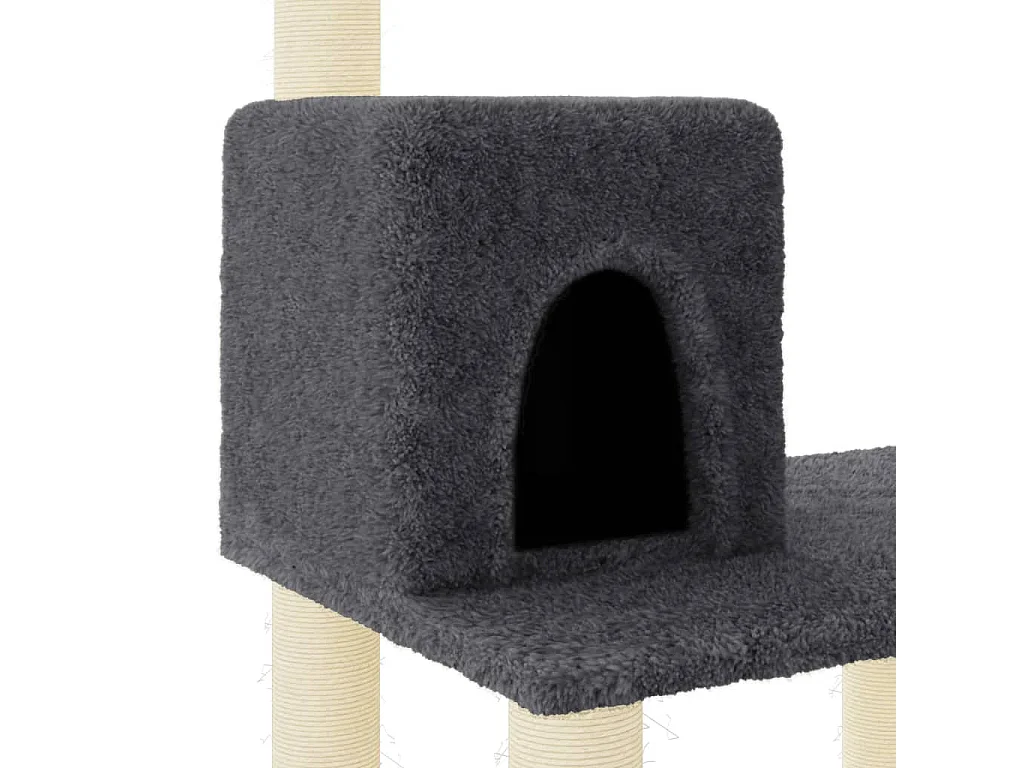 Katzenbaum mit dunkelgrauen Sisalkratzstämmen 118,5 cm