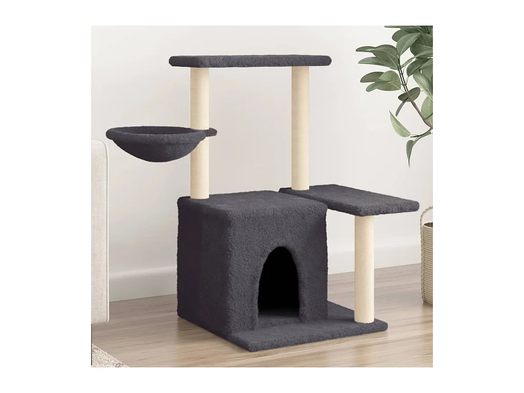Tiragraffi con pali in sisal Grigio scuro 83 cm