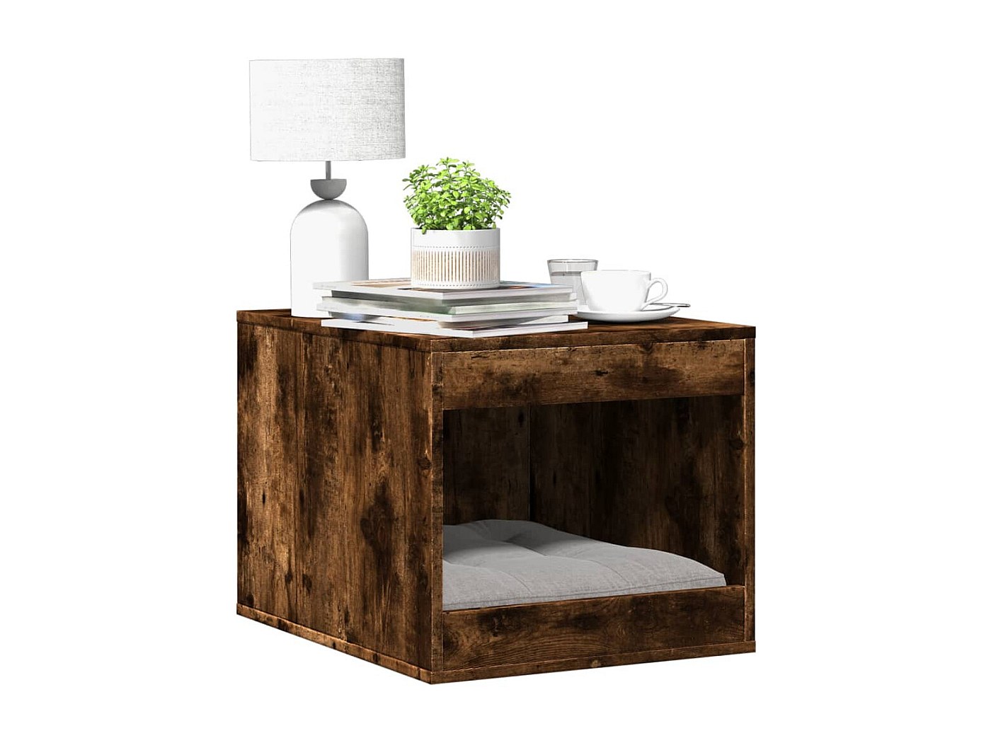 COSTWAY Meuble à Litière Pour Chat En Bois-80x50x58 CM-Maison De Toilette Pour Chat-Coussinets