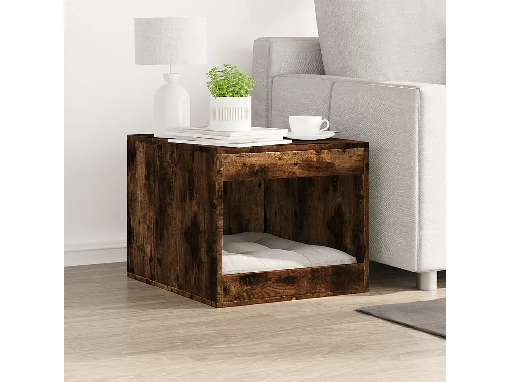 Mobiletto per lettiera per gatti in rovere affumicato, legno ingegnerizzato