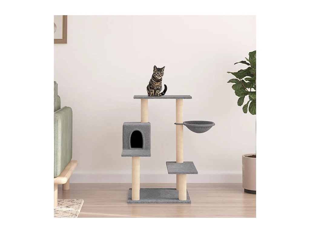 Tiragraffi con pali in sisal, grigio chiaro, 82,5 cm