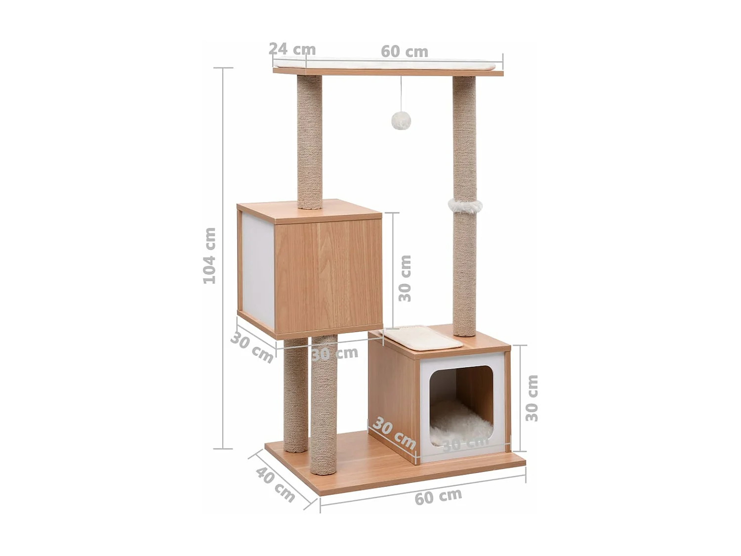 Arbre à chat avec tapis à gratter en sisal 104 cm