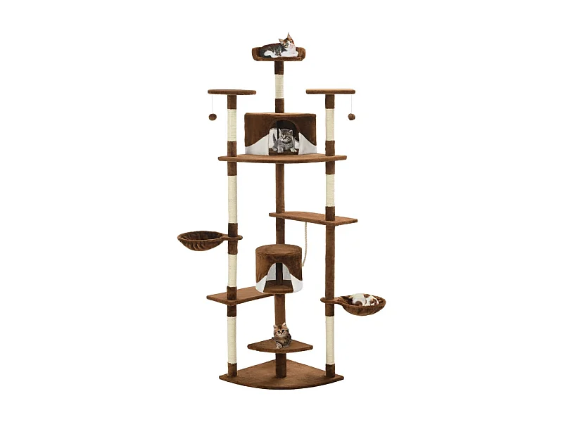 Tiragraffi con pali in sisal 203 cm Marrone e Bianco