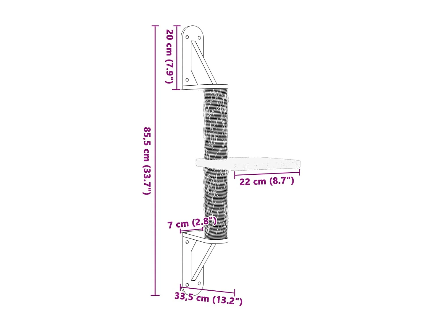 Tiragraffi da parete con albero per gatti crema 85,5 cm