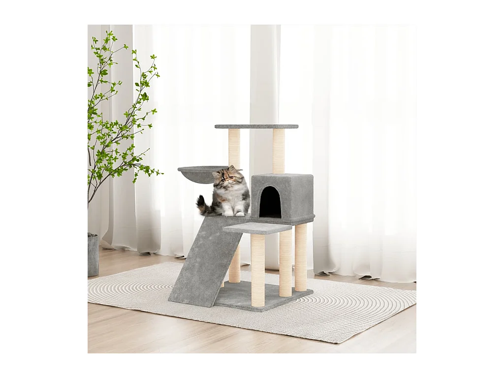 Tiragraffi con pali in sisal Grigio chiaro 82 cm