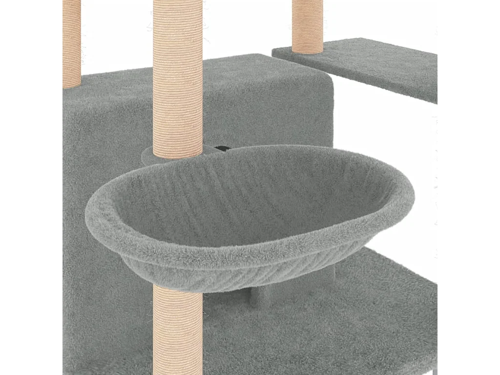 Tiragraffi con pali in sisal Grigio chiaro 166 cm