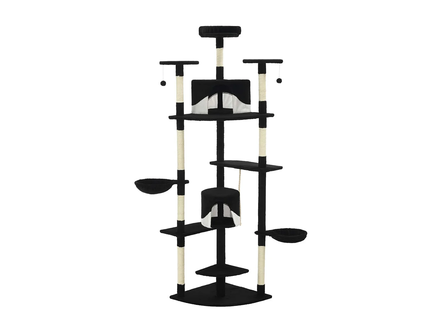 Tiragraffi con pali in sisal 203 cm nero e bianco