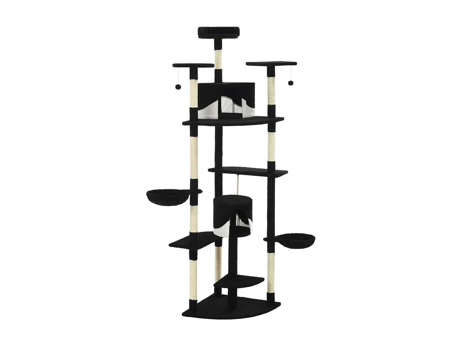 Tiragraffi con pali in sisal 203 cm nero e bianco