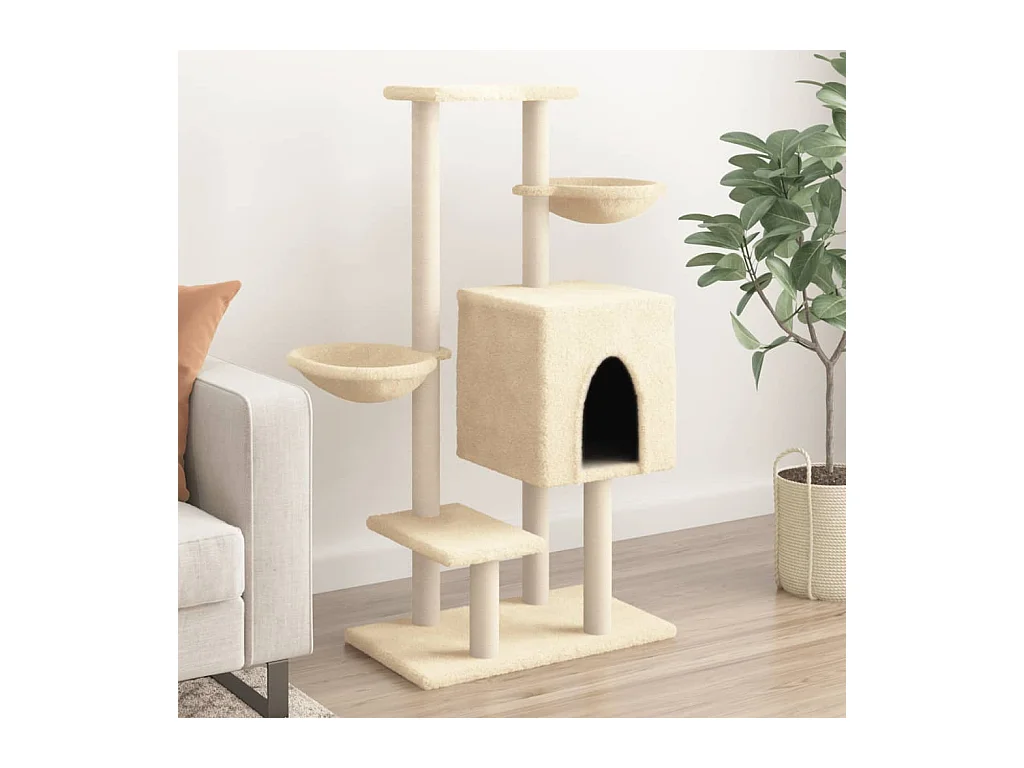 Tiragraffi con tiragraffi in sisal crema 117 cm