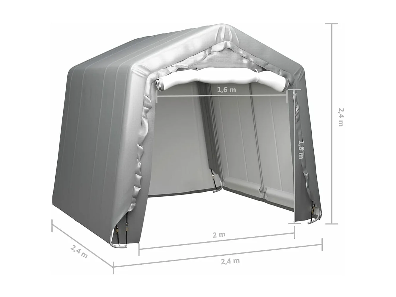 Tente de rangement 240x240 cm Acier Gris