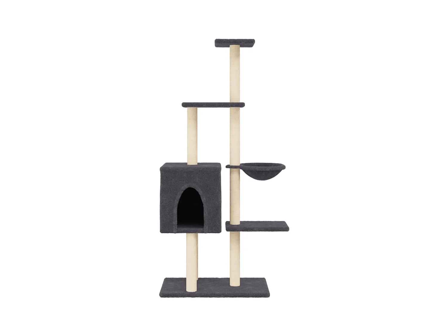 Arbre à chat avec griffoirs en sisal Gris foncé 145 cm