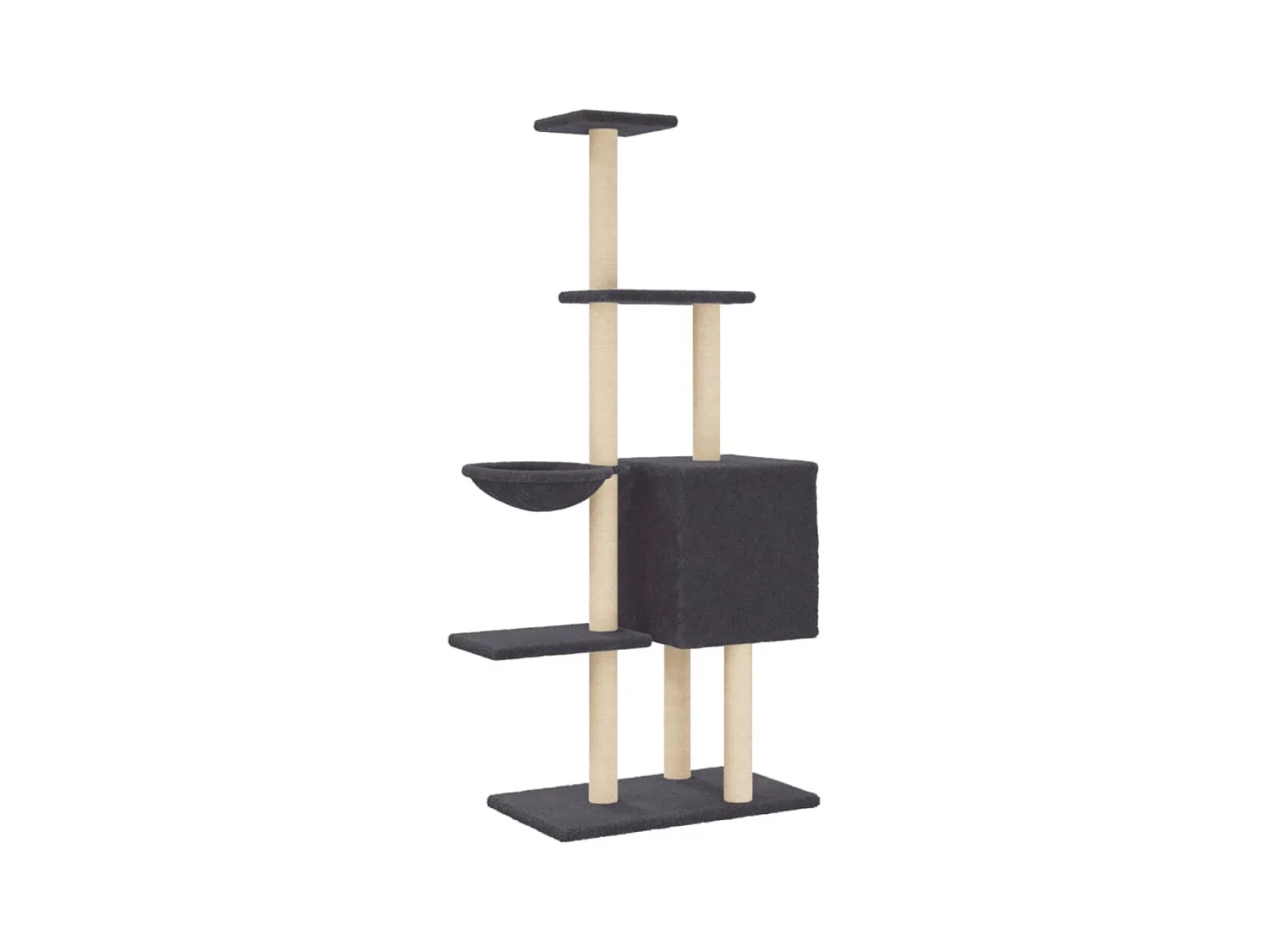 Arbre à chat avec griffoirs en sisal Gris foncé 145 cm
