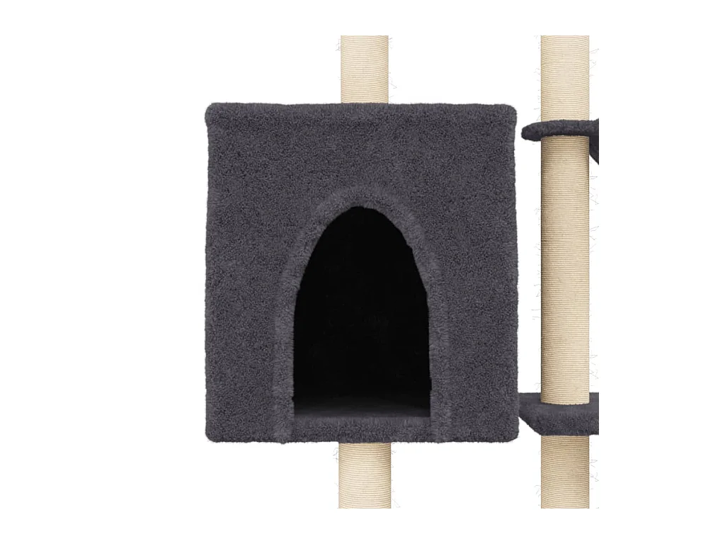Arbre à chat avec griffoirs en sisal Gris foncé 145 cm