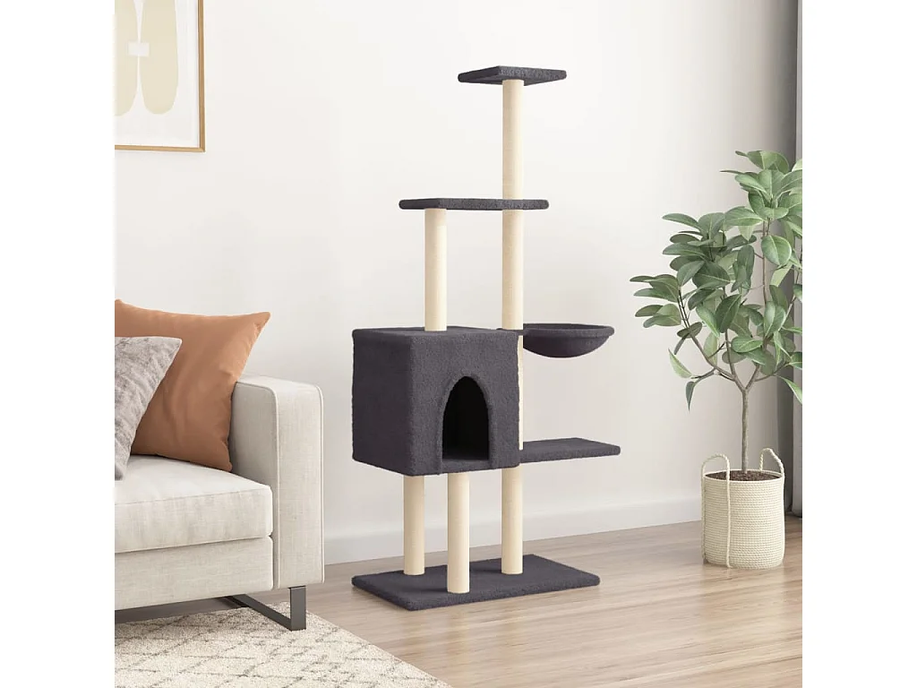 Árvore para gatos com arranhadores de sisal Cinza escuro 145 cm