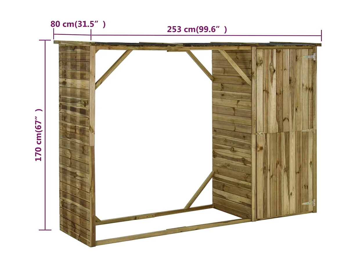 Abri d'outils de jardin Pin 253 x 80 x 170 cm