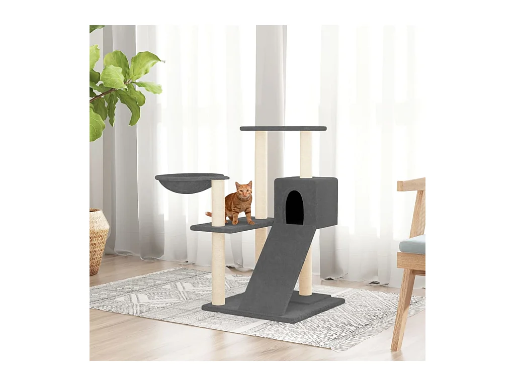 Katzenbaum mit Sisalkratzbäumen Dunkelgrau 82 cm
