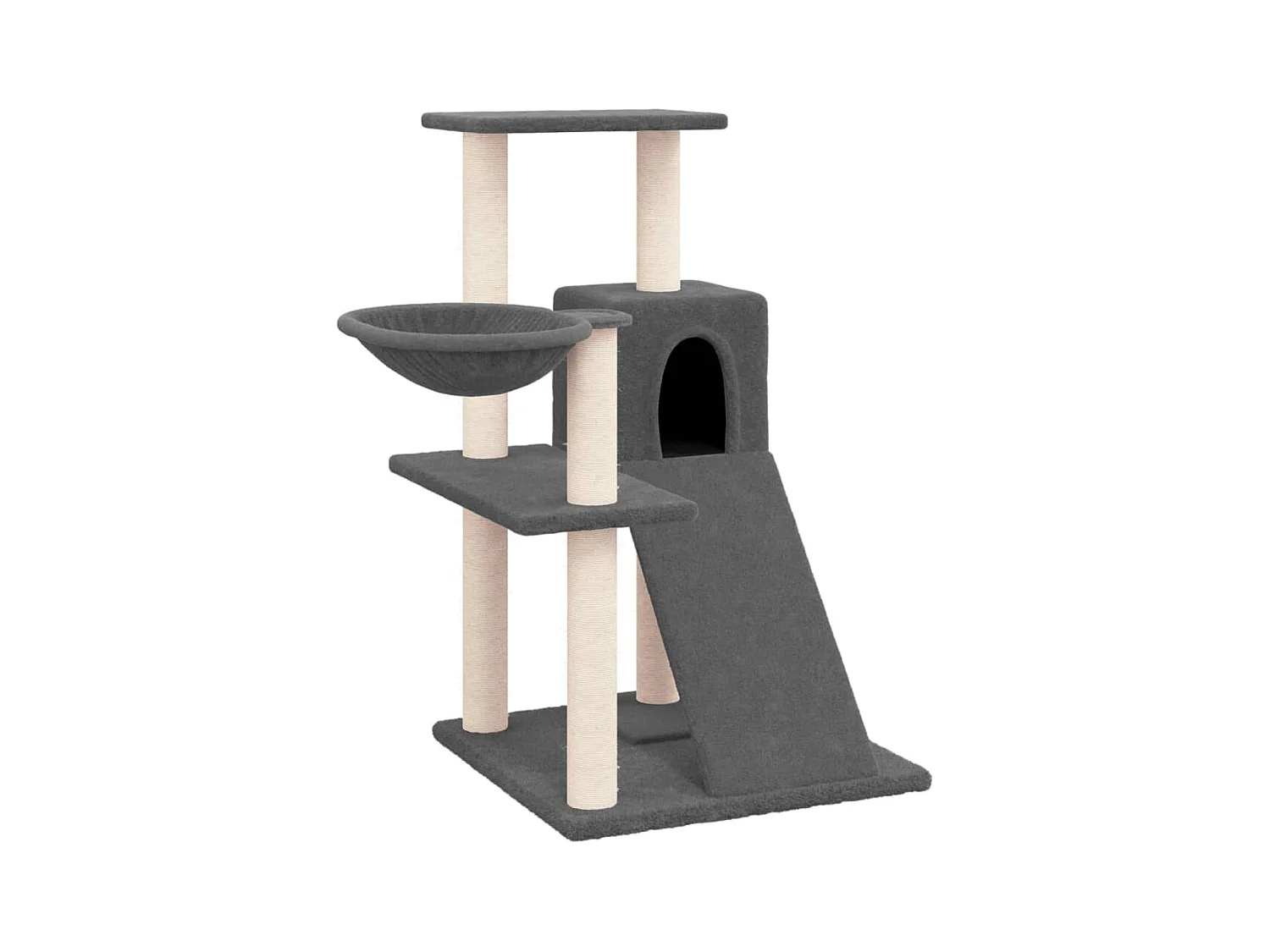 Katzenbaum mit Sisalkratzbäumen Dunkelgrau 82 cm