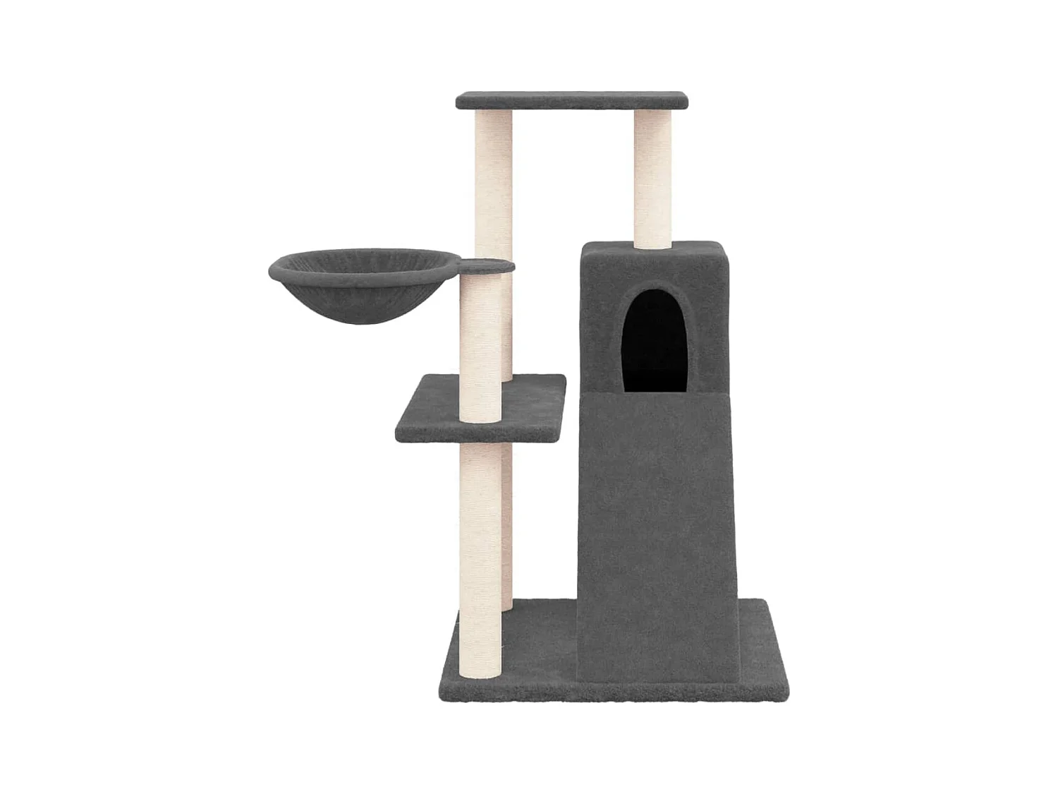 Katzenbaum mit Sisalkratzbäumen Dunkelgrau 82 cm