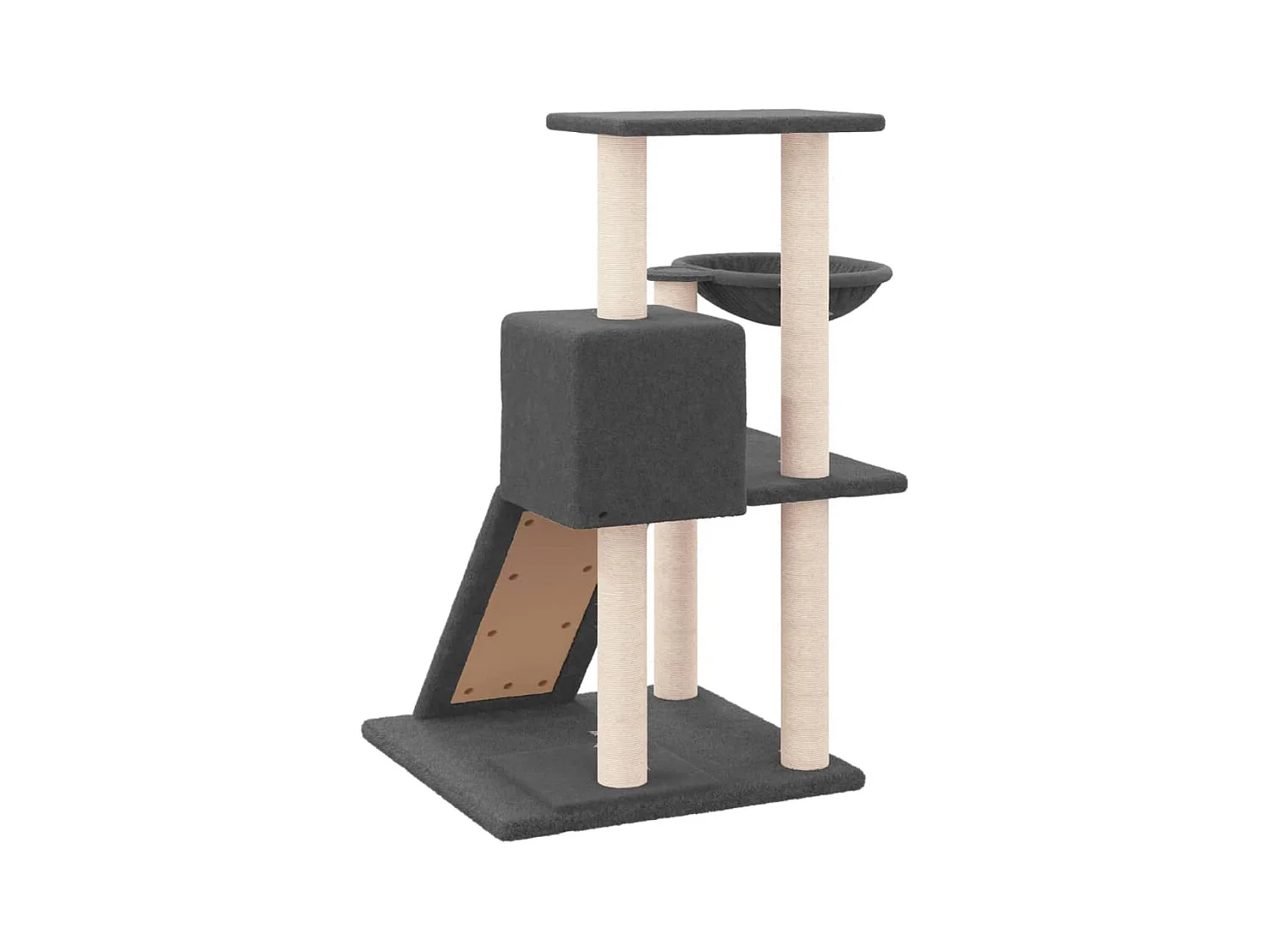 Katzenbaum mit Sisalkratzbäumen Dunkelgrau 82 cm