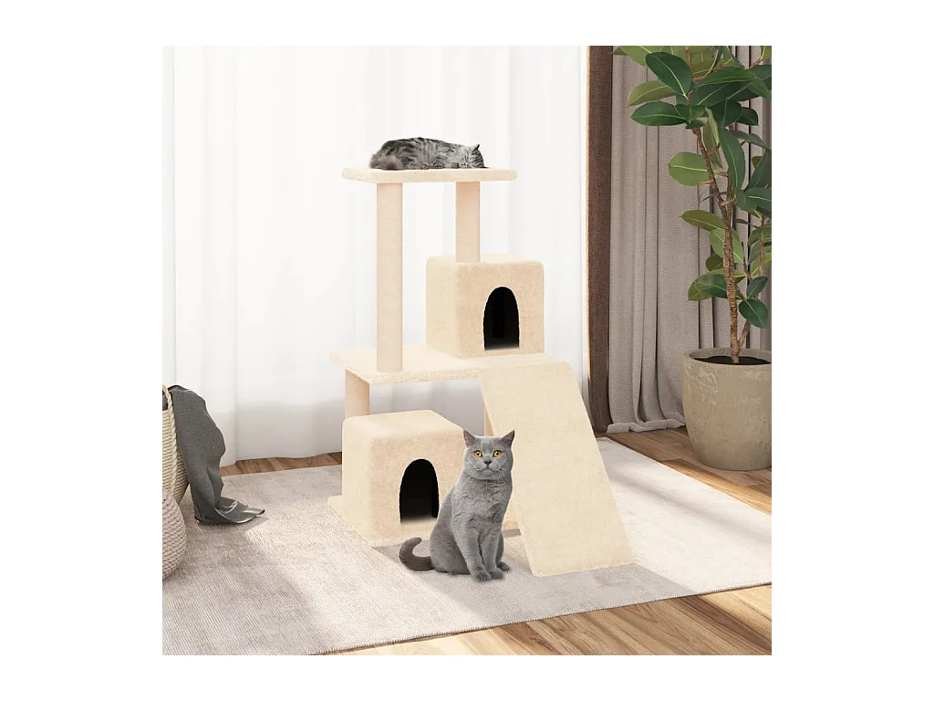 Arbre à chat avec griffoirs en sisal Crème 82 cm