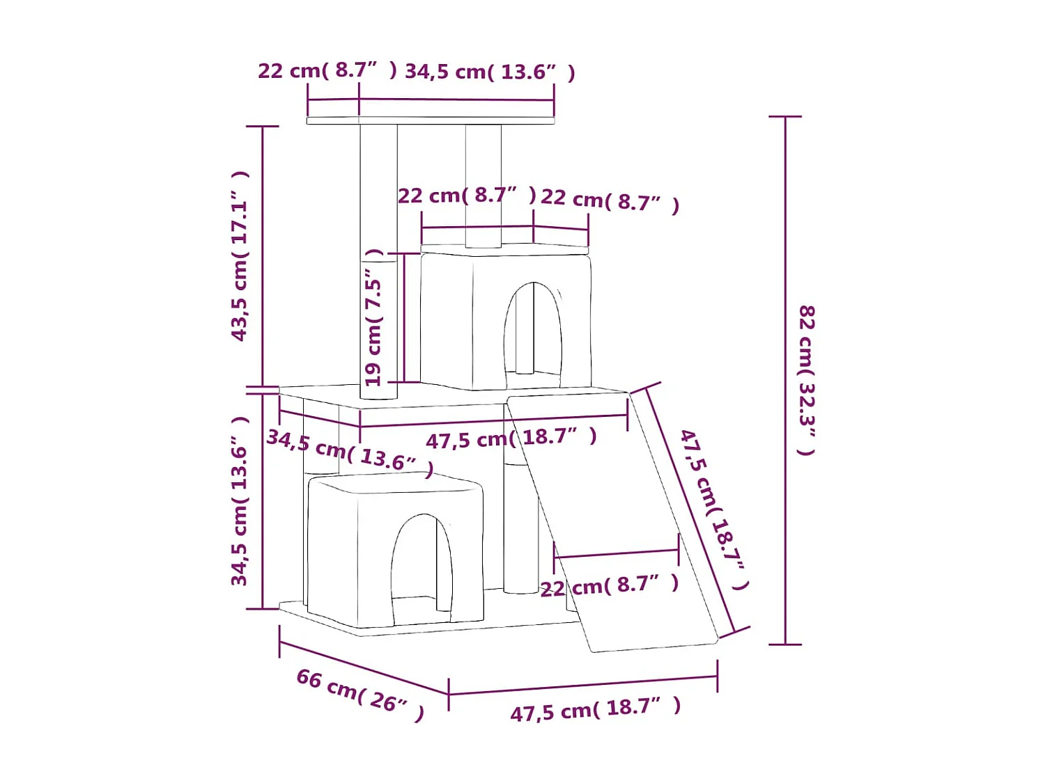 Tiragraffi con pali in sisal Crema 82 cm