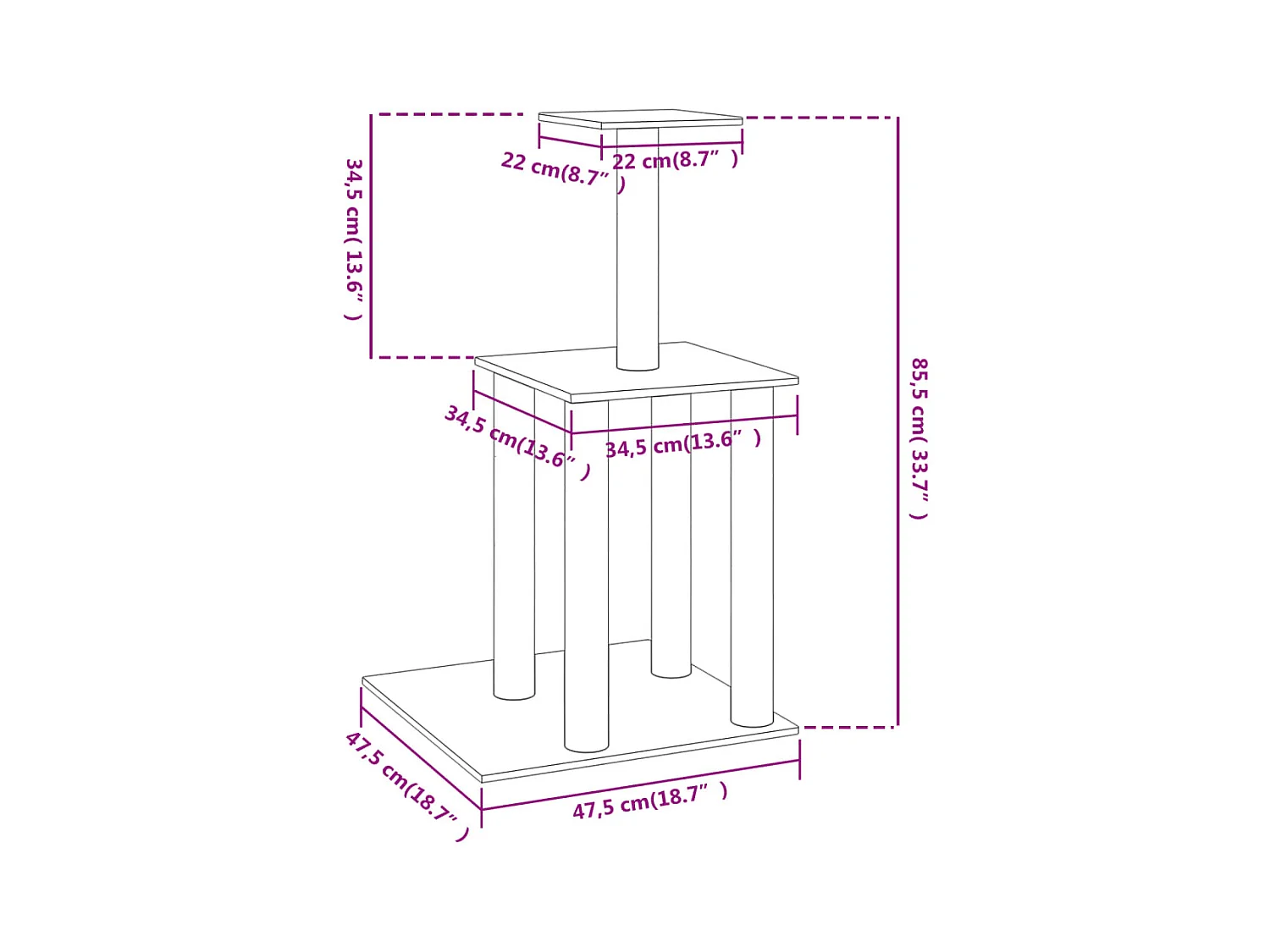 Tiragraffi con pali in sisal, grigio chiaro, 85,5 cm