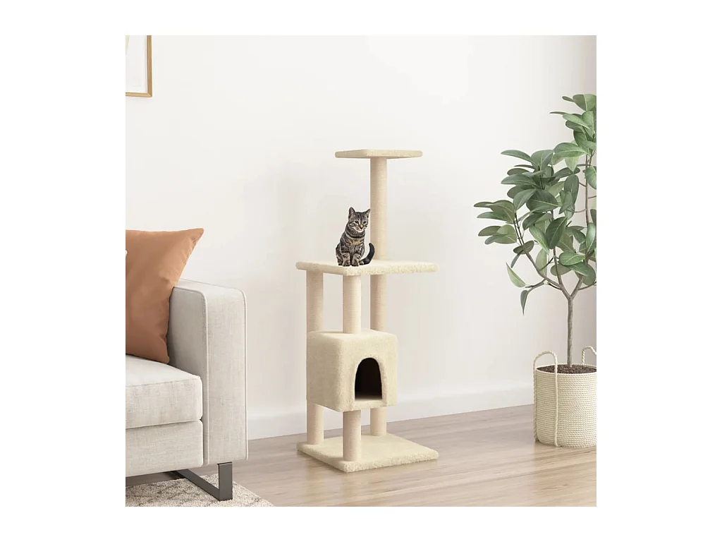 Arbre à chat avec griffoirs en sisal Crème 104 cm