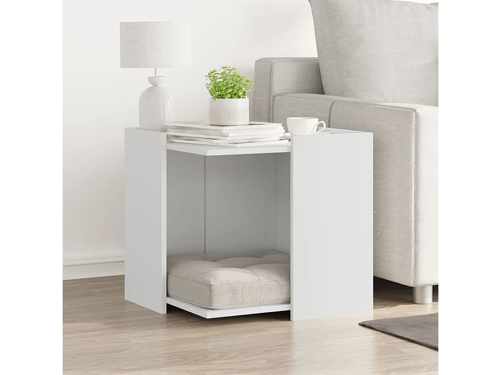 Mobiletto per lettiera per gatti in legno ingegnerizzato bianco