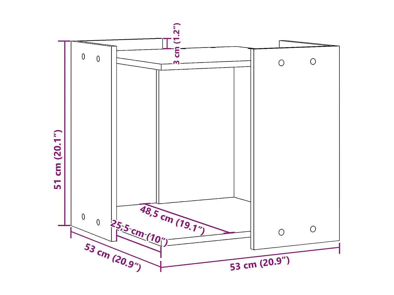 Mobiletto per lettiera per gatti in legno ingegnerizzato bianco