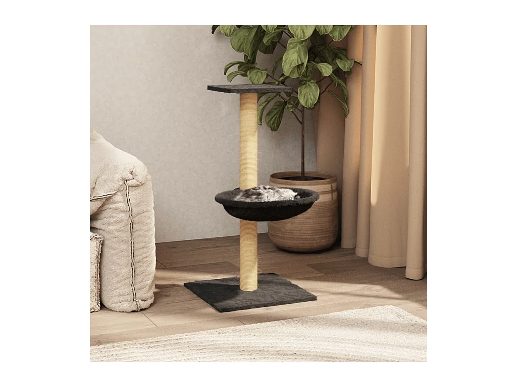 Arbre à chat avec griffoir en sisal Gris foncé 74 cm