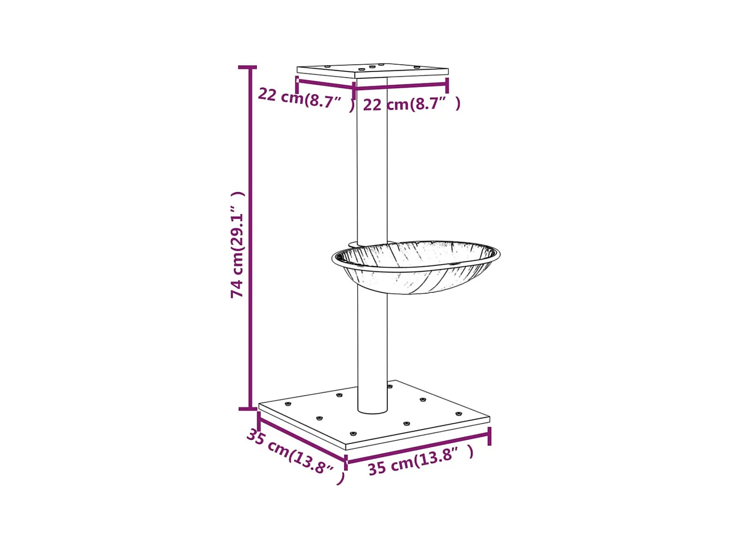 Arbre à chat avec griffoir en sisal Gris foncé 74 cm