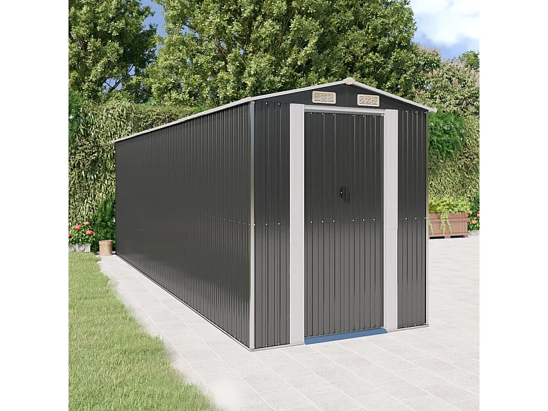 Casetta da giardino Antracite 192x606x223 cm Acciaio zincato