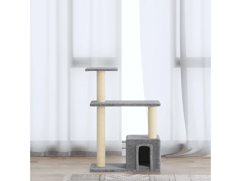 Tiragraffi con pali in sisal Grigio chiaro 70 cm