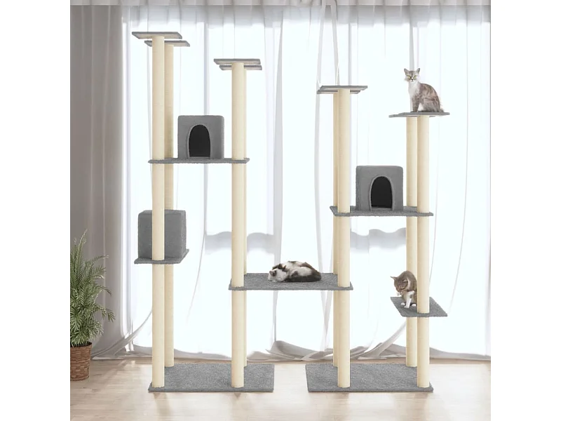 Tiragraffi con pali in sisal Grigio chiaro 174 cm