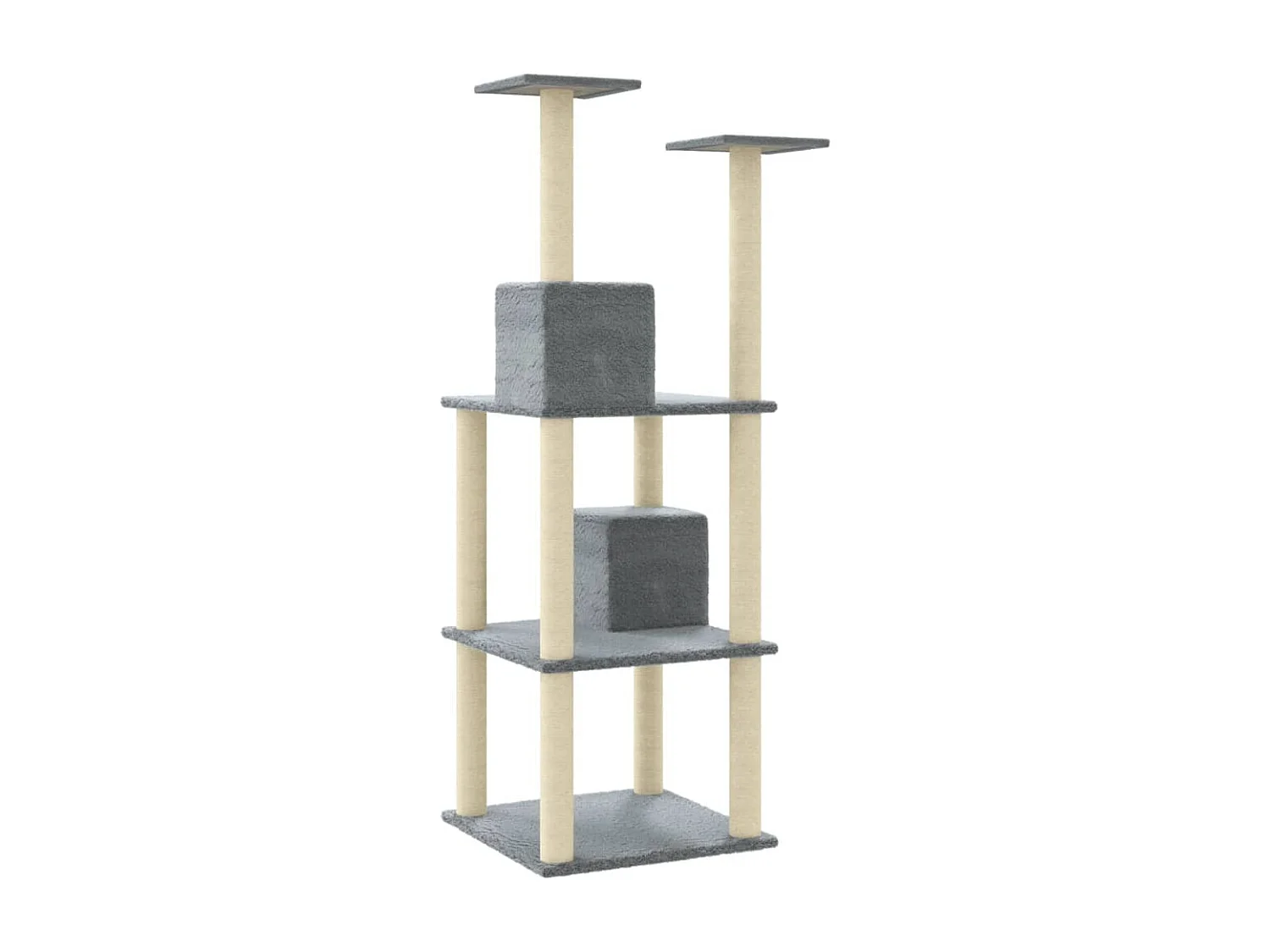 Tiragraffi con pali in sisal Grigio chiaro 141 cm