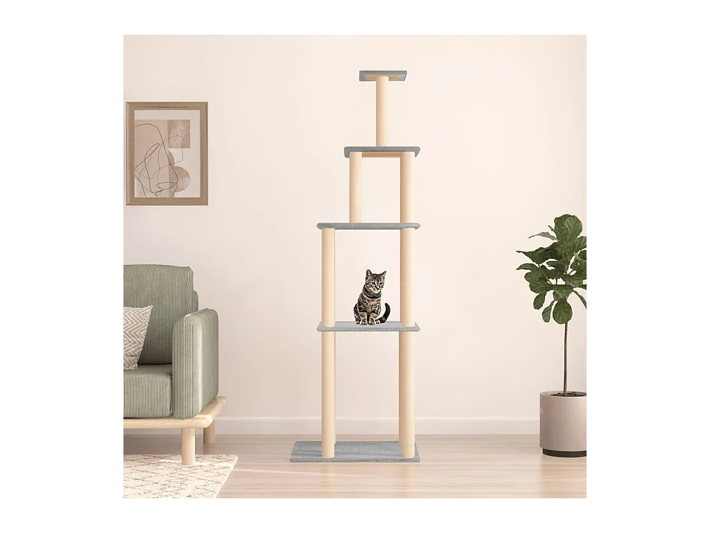 Arbre à chat avec griffoirs en sisal gris clair 183 cm