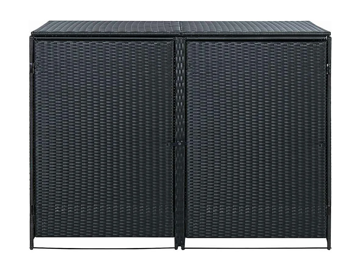 Abris pour poubelle double Résine tressée Noir 148x80x111 cm