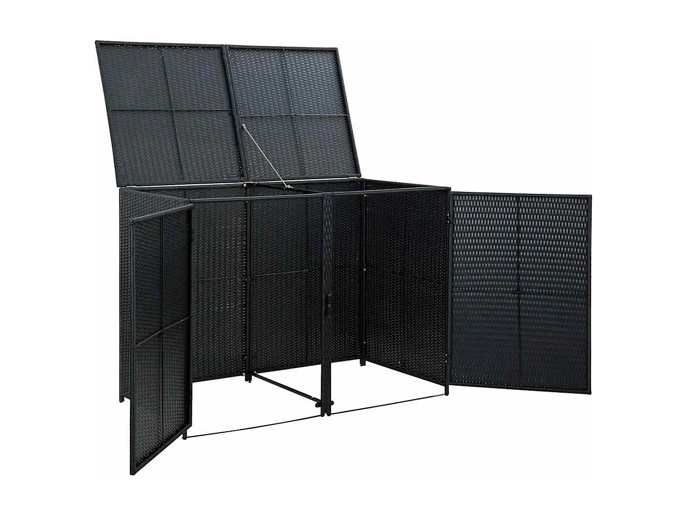 Abris pour poubelle double Résine tressée Noir 148x80x111 cm