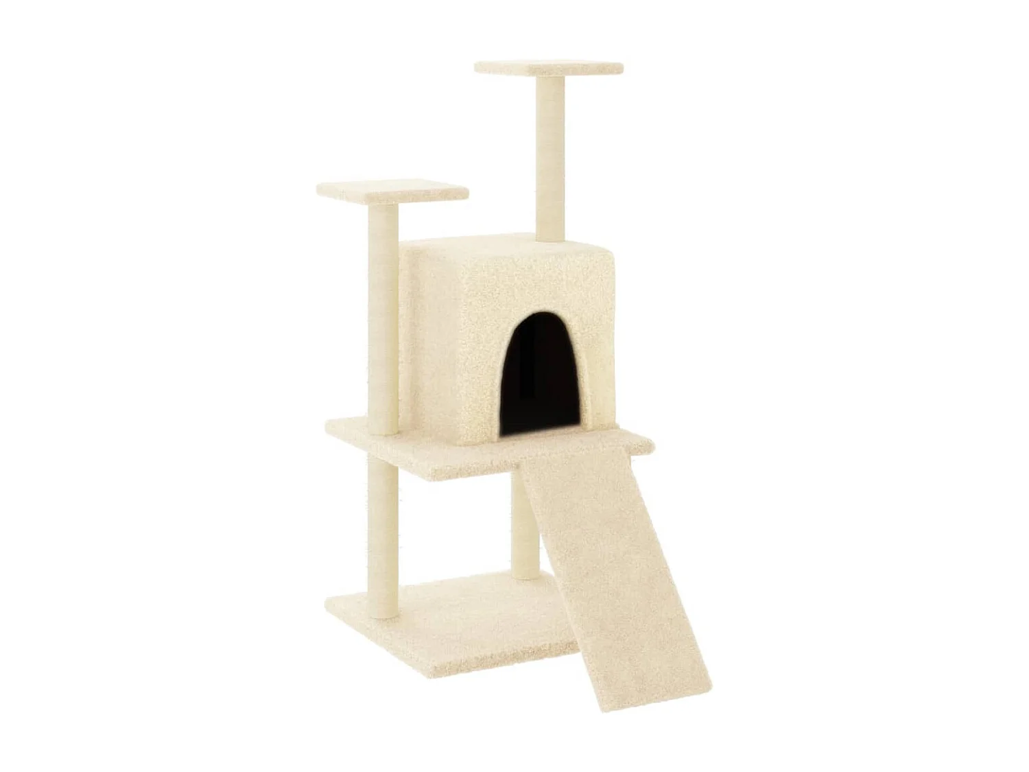 Katzenbaum mit cremefarbenen Sisalkratzbäumen 110 cm